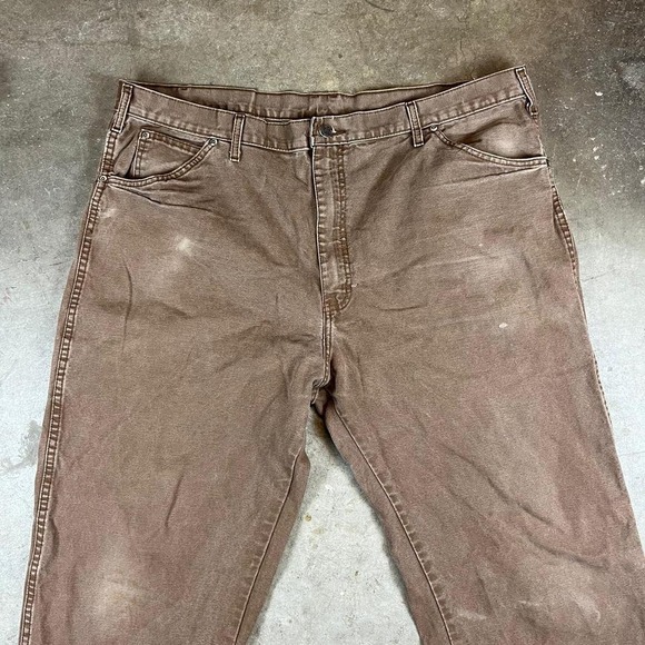 Dickies Mens Brown Canvas Work Pants‎ Carpenter Style Relaxed Fit Size 42x32 - Picture 3 of 7